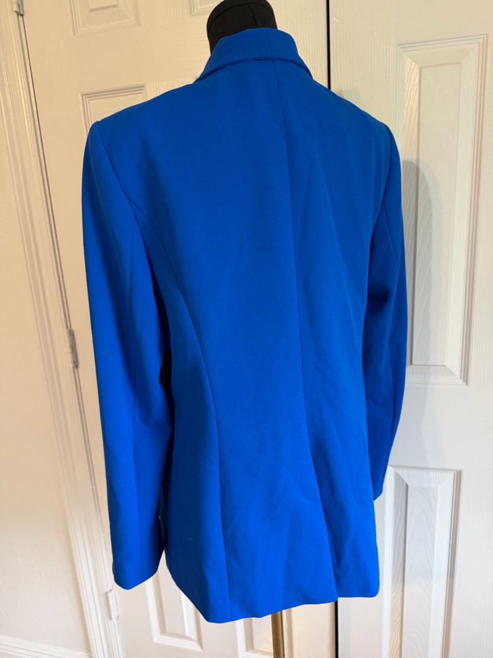 Calvin Klein Blue Blazer Size 14 One Button Career Jacket Chic Work - Picture 4 of 9